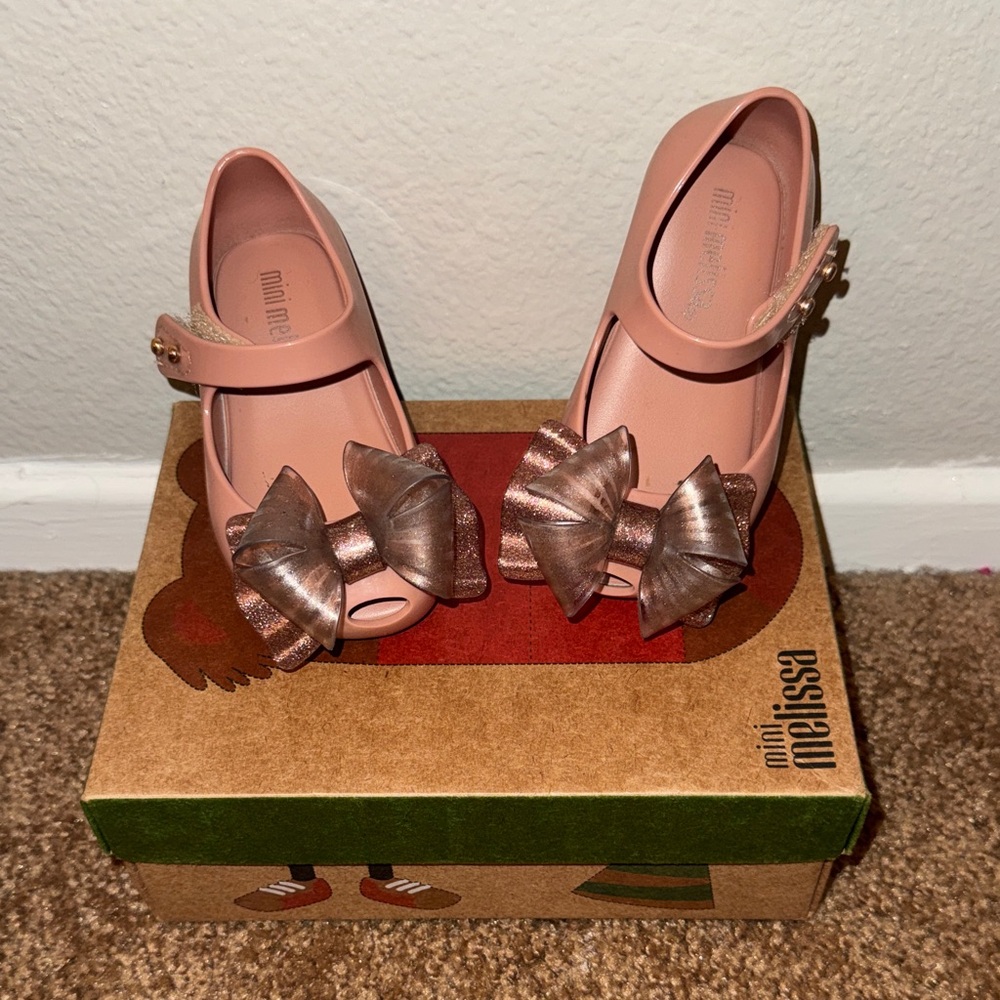 Mini Melissa Pink Ballet Shoes with Bow
